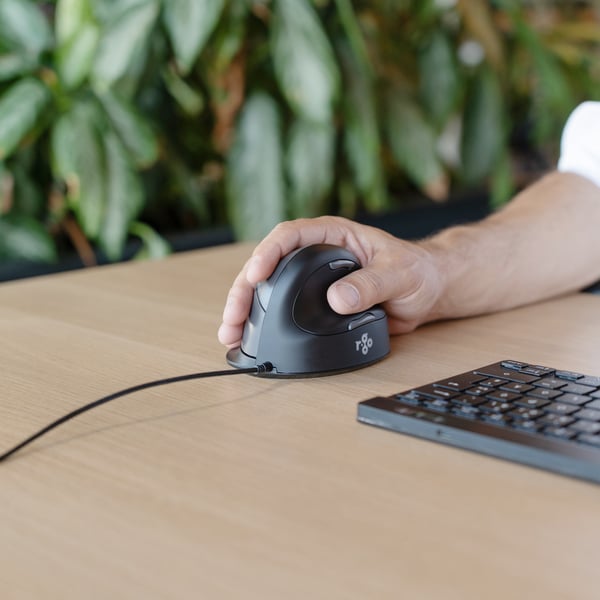 R-Go Tools Ergonomisk mus R-Go HE Break med pause-software, large (håndlængde ≥ 185 mm), højrehåndet, kablet, sort