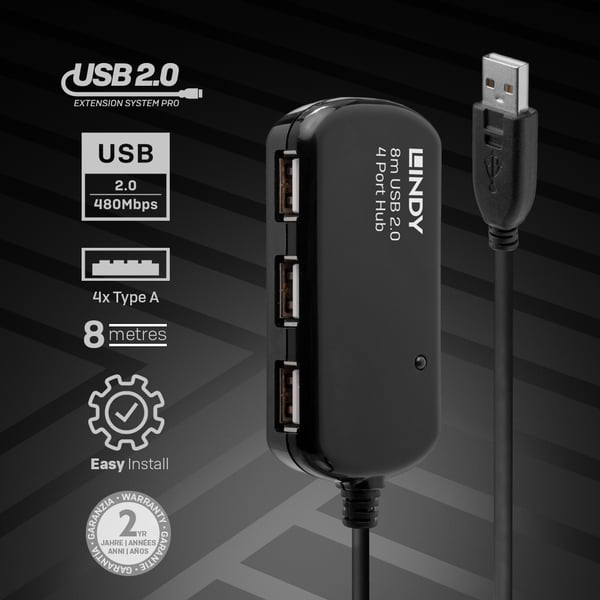 Lindy 42781 gränssnittshubbar 480 Mbit/s