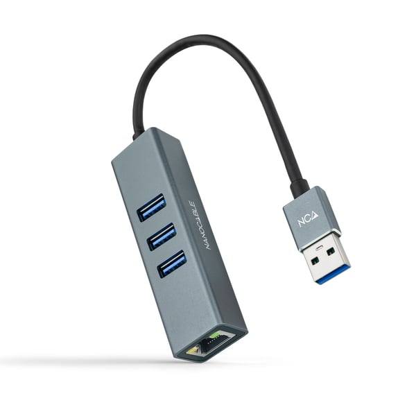 Nanocable 10.03.0407 dockningsstationer för bärbara datorer Kabel USB 3.2 Gen 1 (3.1 Gen 1) Type-A Grå