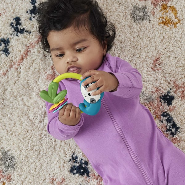 Fisher-Price Babylegetøj med dyretema, rangle, bidering og skralde, legetøj til nyfødte