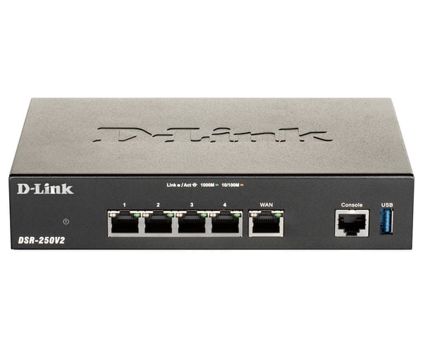 D-Link DSR-250V2 trådløs router Gigabit Ethernet Sort