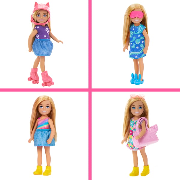 Barbie Chelsea -legesæt med dukke og klædeskab samt tøj og tilbehør