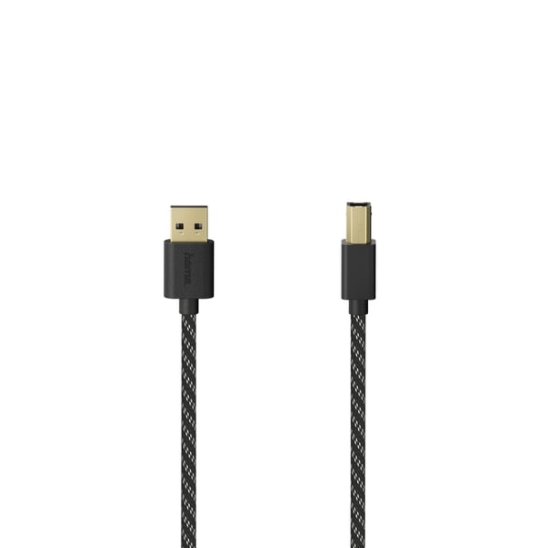 Hama 00201001 USB-kablar USB 2.0 1,5 m USB A USB B 0,48 Gbit/s Svart, Silver