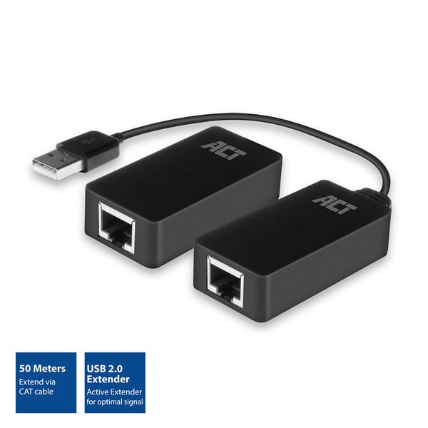 ACT AC6063 kabel kønsskifter USB A RJ-45 Sort