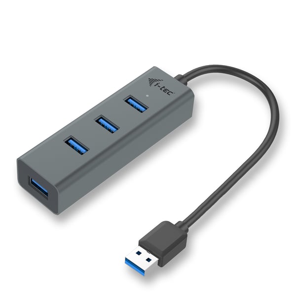 i-tec Metal U3HUBMETAL403 gränssnittshubbar USB 3.2 Gen 1 (3.1 Gen 1) Type-A 5000 Mbit/s Grå