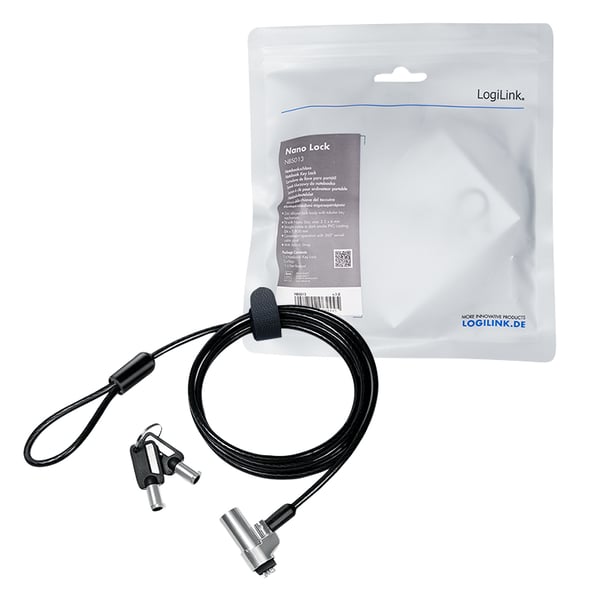 LogiLink NBS013 kabellås Svart, Silver 1,8 m