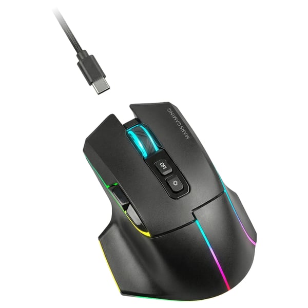 Mars Gaming MMWVECTOR hiiri Pelaaminen Oikeakätinen RF Wireless + Bluetooth + USB Type-A Optinen 12000 DPI