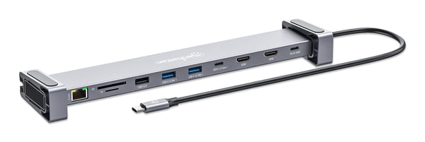 Manhattan 190398 kannettavien tietokoneiden telakka ja porttitoistin Langallinen USB 3.2 Gen 1 (3.1 Gen 1) Type-C Harmaa