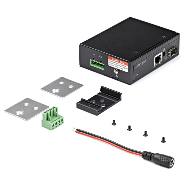 StarTech.com PoE+ Industriell Mediakonverter 60W - Mediekonverter Fiber Koppar - Singlemode/Multimode