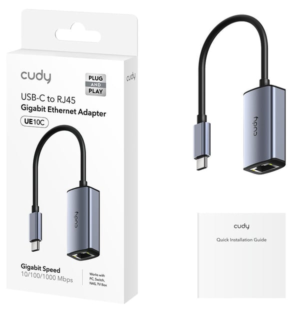 Cudy USB-C to Ethernet Adapter UE10C - Router - 1 Gbps liitäntäkortti/-sovitin RJ-45