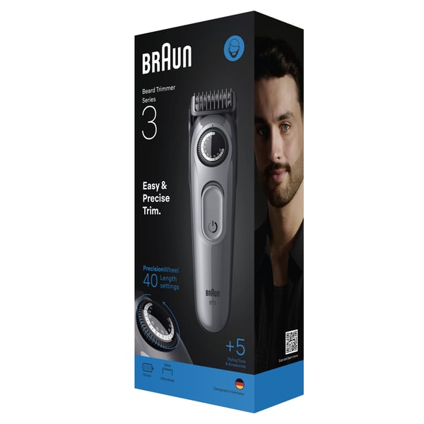 Braun BeardTrimmer 3 80789789 skæg trimmer Vekselstrøm/batteri 20 2 cm Sort