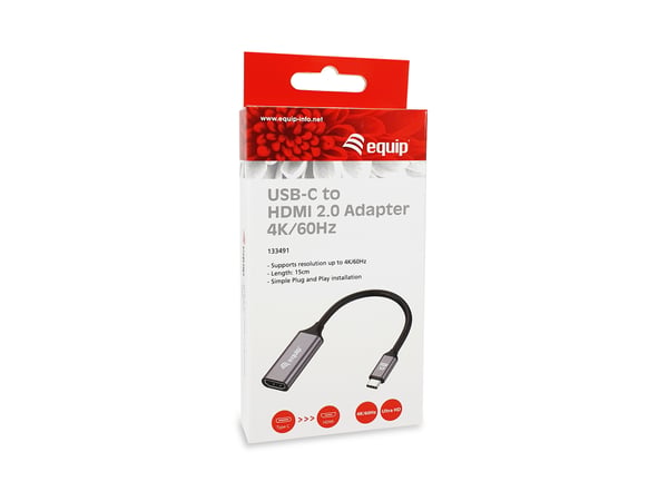 Equip 133491 videokabeladapter 0,15 m USB Type-C HDMI Svart, Grå