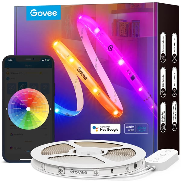 Govee RGBIC Wi-Fi + Bluetooth LED Strip Lights With Protective Coating Intelligent strimmellys Wi-Fi/Bluetooth