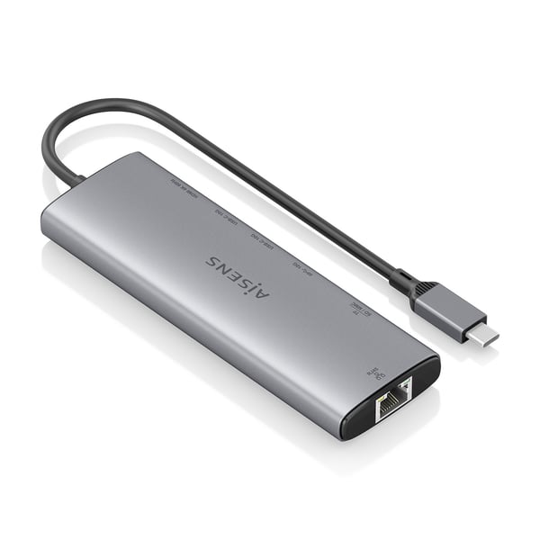AISENS ASUC-8P033-GR kannettavien tietokoneiden telakka ja porttitoistin Langallinen USB 3.2 Gen 1 (3.1 Gen 1) Type-C Harmaa