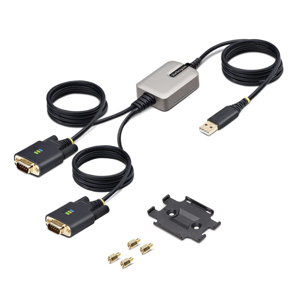 StarTech.com 2P6FFC-USB-SERIAL kabelomvandlare (hane/hona) USB-A 2 x DB-9 RS-232 Svart, Grå