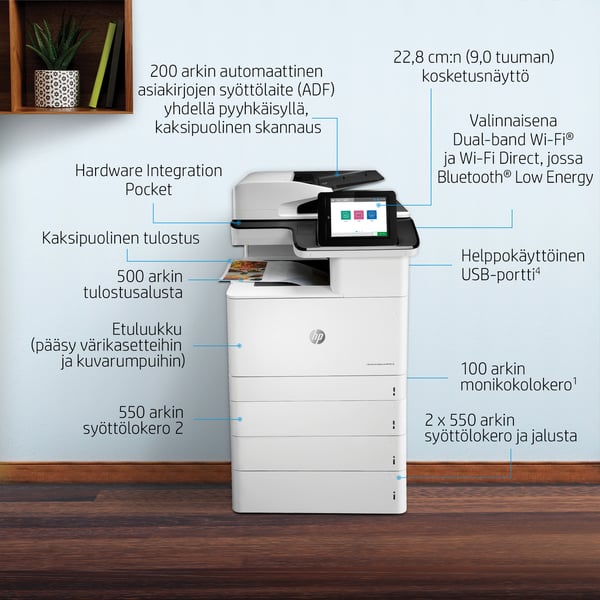 HP Color LaserJet Enterprise LaserJet Enterprise M776dn Multifunction Väri Tulostin, Vain Ethernet; Kopiokone, skanneri