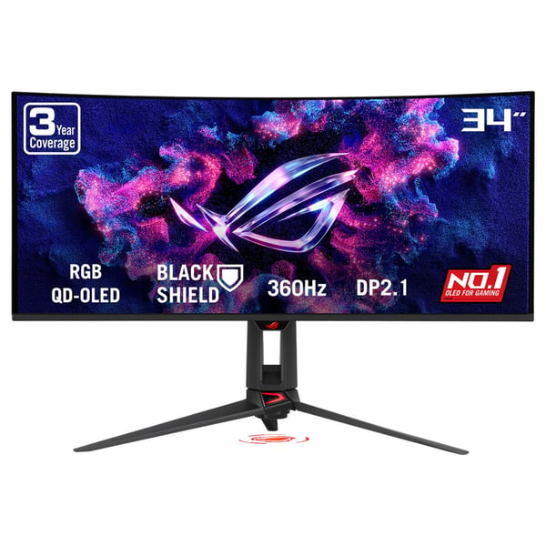 ASUS ROG Swift OLED PG34WCDN platta pc-skärmar 86,4 cm (34") 3440 x 1440 pixlar Wide Quad HD QD-OLED Svart ASUS ROG Swift OLED PG34WCDN platta pc-skärmar 86,4 cm (34") 3440 x 1440 pixlar Wide Quad HD QD-OLED Svart