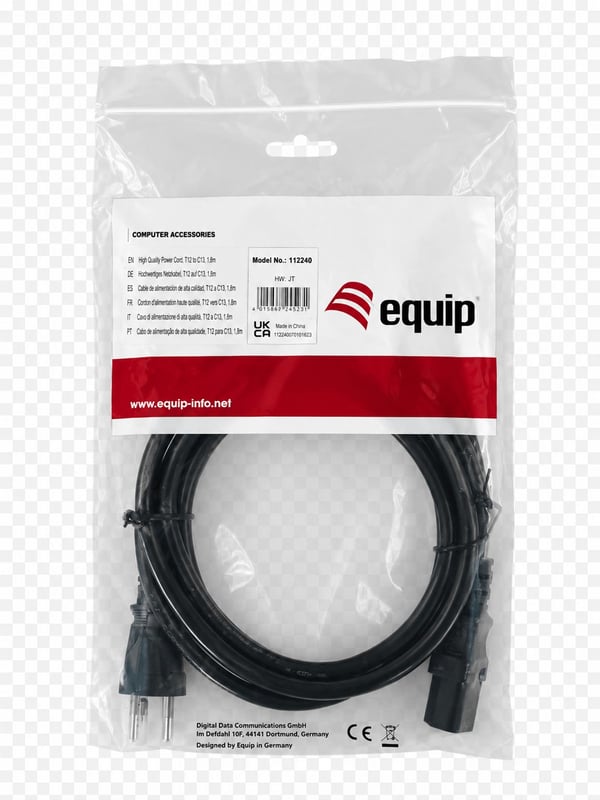 Equip 112241 el-ledning Sort 3 m T12 C13 forbinder