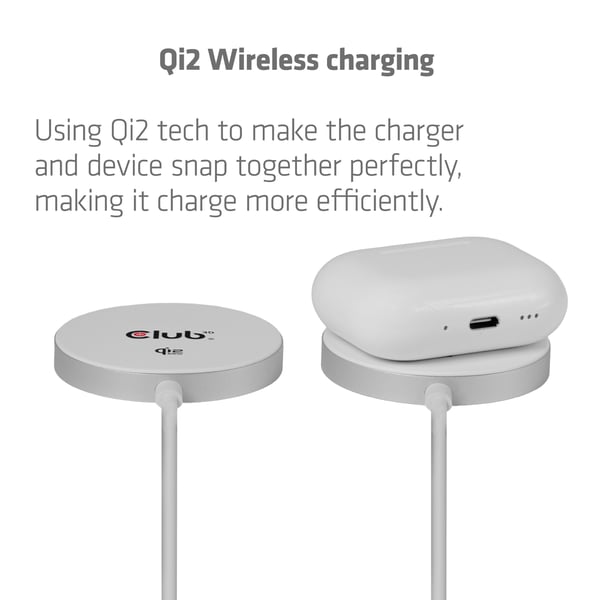 CLUB3D CAC-3026 oplader til mobil enhed Mobiltelefon, Smartphone Hvid USB Trådløs opladning Hurtig opladning Indendørs