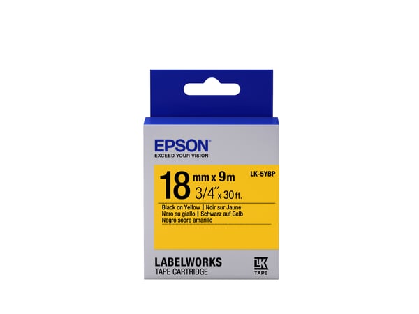 Epson etikettkassett pastell – LK-5YBP pastell svart/gul 18/9