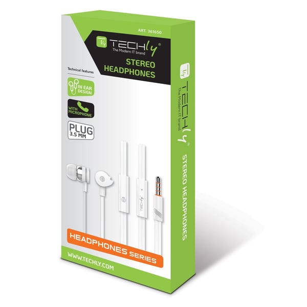 Techly SB-HP A1WHTY hovedtelefoner/headset Ledningsført I ørerne Opkald/musik Hvid