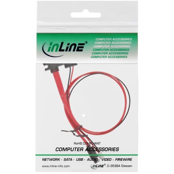 InLine 29695B SATA-kabel 0,35 m Rød