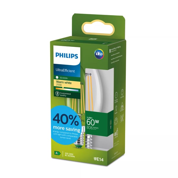 Philips Filamentti kynttilälamppu kirkas 60W B35 E14