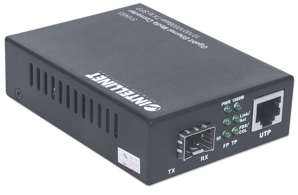 Intellinet 510493 verkon mediamuunnin 1000 Mbit/s Musta