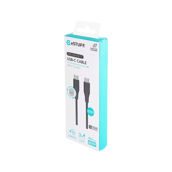 eSTUFF ES604380 USB-kablar USB 2.0 3 m USB C 60 W Svart