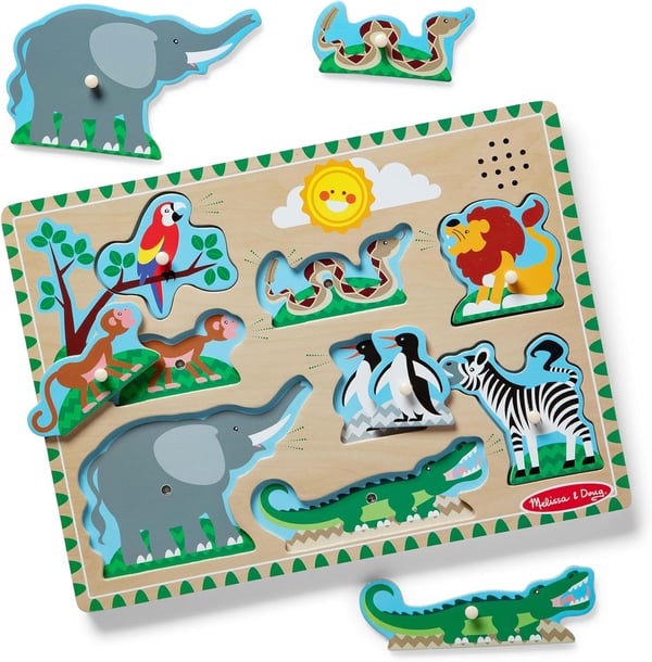 Melissa & Doug MPZ WPZ Zoo Animals Sound Pzl GML Form puslespil 8 stk Dyr