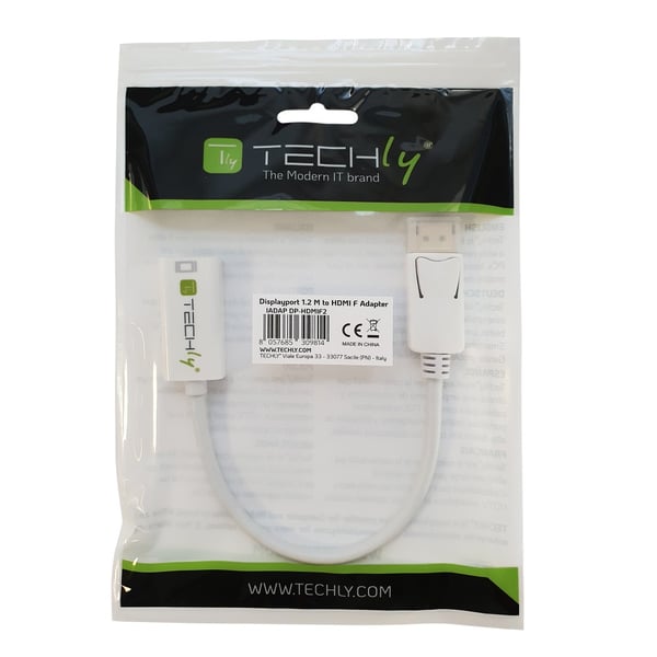 Techly 0.15m DisplayPort 1.2 - HDMI M/F 0,15 m Hvid