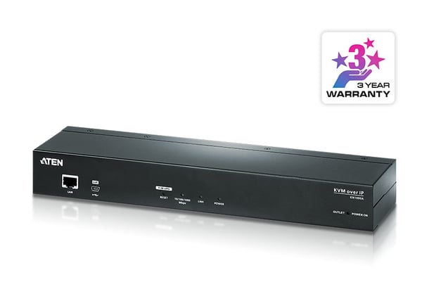ATEN 1-lokal/fjärran delad åtkomst, 1 VGA KVM over IP-switch med en port för lokalt/fjärran delad åtkomst med omkopplingsbar PDU med enkel utgång (1920 x 1200)