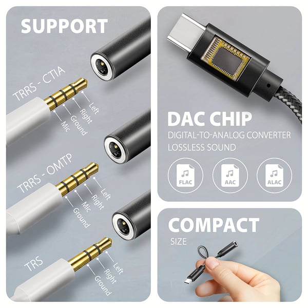 Axagon ADA-HC audiokaapeli 0,1 m 3.5mm USB Type-C Musta