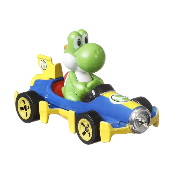 Hot Wheels Mario Kart , pakke med 4 køretøjer og 1 eksklusiv bilmodel, der kan samles på