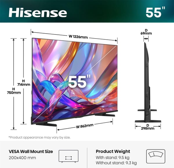 Hisense 55Q7S 139,7 cm (55") 4K Ultra HD Smart TV Wi-Fi Sort