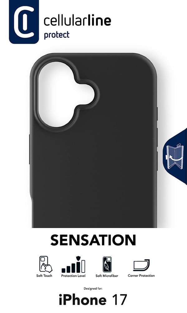 Cellularline SENSATIONIPH17K matkapuhelimen suojakotelo 16 cm (6.3") Suojus Musta