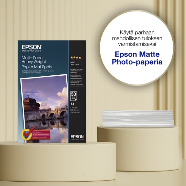 Epson A4 Matte Paper, 167 g/m2, 50 arkkia