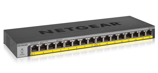NETGEAR GS116LP Hallitsematon Gigabit Ethernet (10/100/1000) Power over Ethernet -tuki Musta