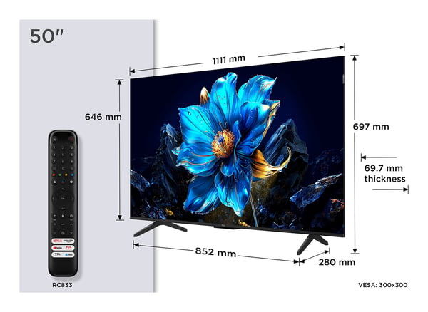 TCL P7K 50P7K TV-apparat 127 cm (50") 4K Ultra HD Smart-TV Wi-Fi Metallisk 430 cd/m²