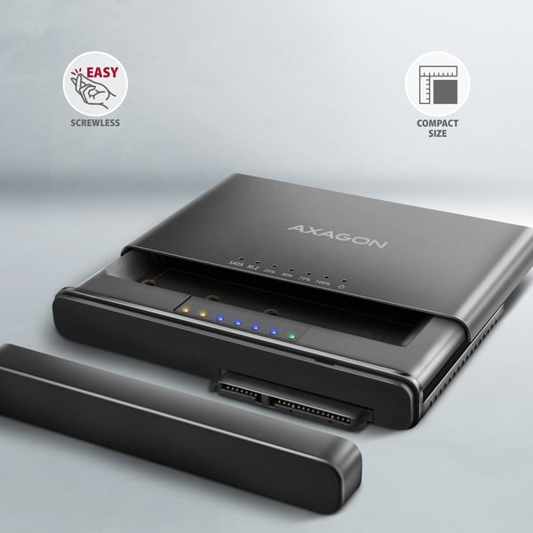Axagon ADSA-CC USB-C 10Gbps - NVMe M.2 SSD & SATA 2.5/3.5 SSD/HDD CLONE MASTER 2 - Digital/Daten - NVMe USB 3.2 Gen 2 (3.1 Gen 2) Type-C Musta