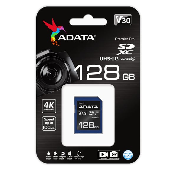 ADATA ASDX128GUI3V30S-R hukommelseskort 128 GB SDXC UHS-I Klasse 10