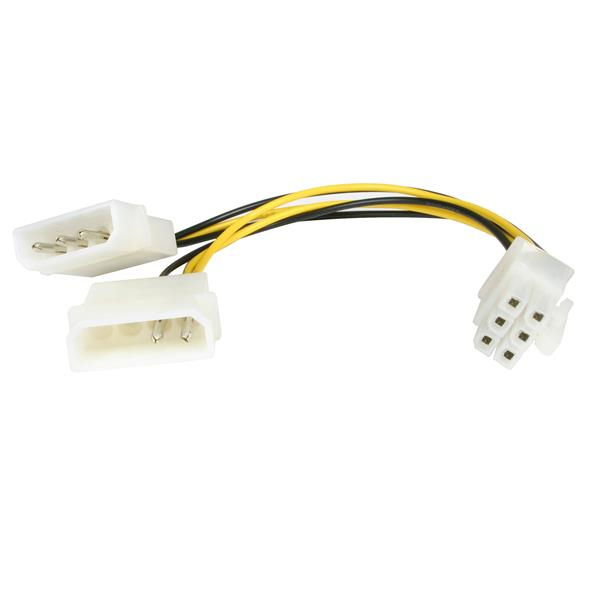 StarTech.com 12 cm LP4 Molex till 6-pin PCI Express strömkabel - Molex / PCIe grafikkorts strömkabel -
