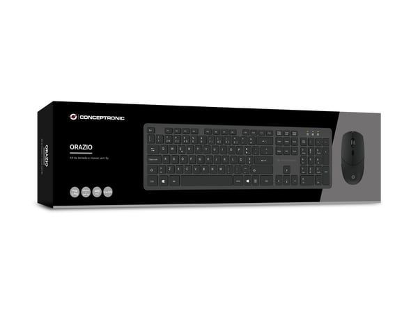 Conceptronic ORAZIO01PT tangentbord Mus inkluderad Kontor RF Trådlös QWERTY Portugisisk Svart