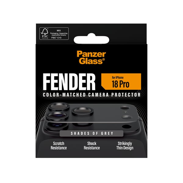 PanzerGlass ® Fender Camera Protector Shades of Grey iPhone 2026 Pro Kirkas näytönsuoja 1 kpl