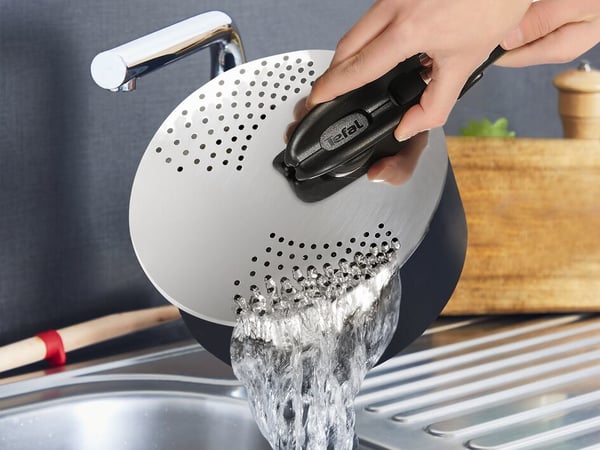 Tefal Ingenio L9829402 låg Rund Sort, Rustfrit stål