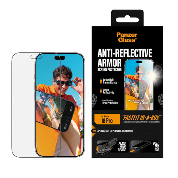 PanzerGlass ® Anti-reflective Armor Skærmbeskyttelse iPhone 18 Pro m. FASTFIT IN-A-BOX