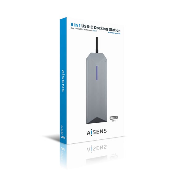 AISENS ASUC-9P001-GR dockingstation Ledningsført Thunderbolt 3 Grå