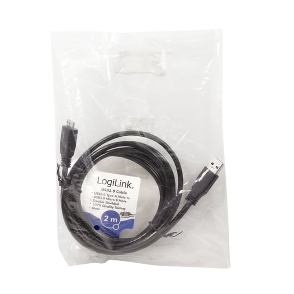 LogiLink CU0027 USB-kabel USB 3.2 Gen 1 (3.1 Gen 1) 2 m USB A Micro-USB B 5 Gbit/sek. 4,5 W Sort