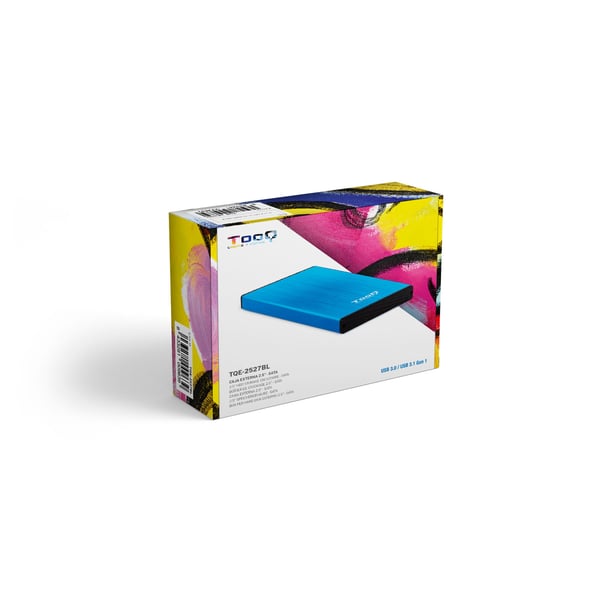 TooQ TQE-2527BL Hölje för lagringsenheter HDD-hölje Svart, Blå 2.5"