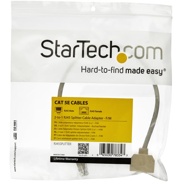 StarTech.com RJ45SPLITTER verkkohaaroitin Harmaa